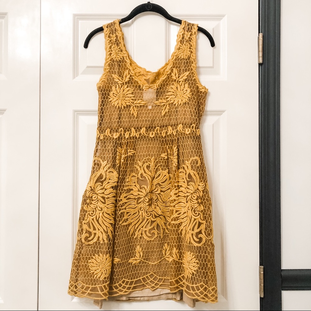 Anthropologie Yoana Baraschi Mustard Lace Dress